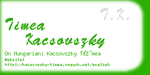 timea kacsovszky business card